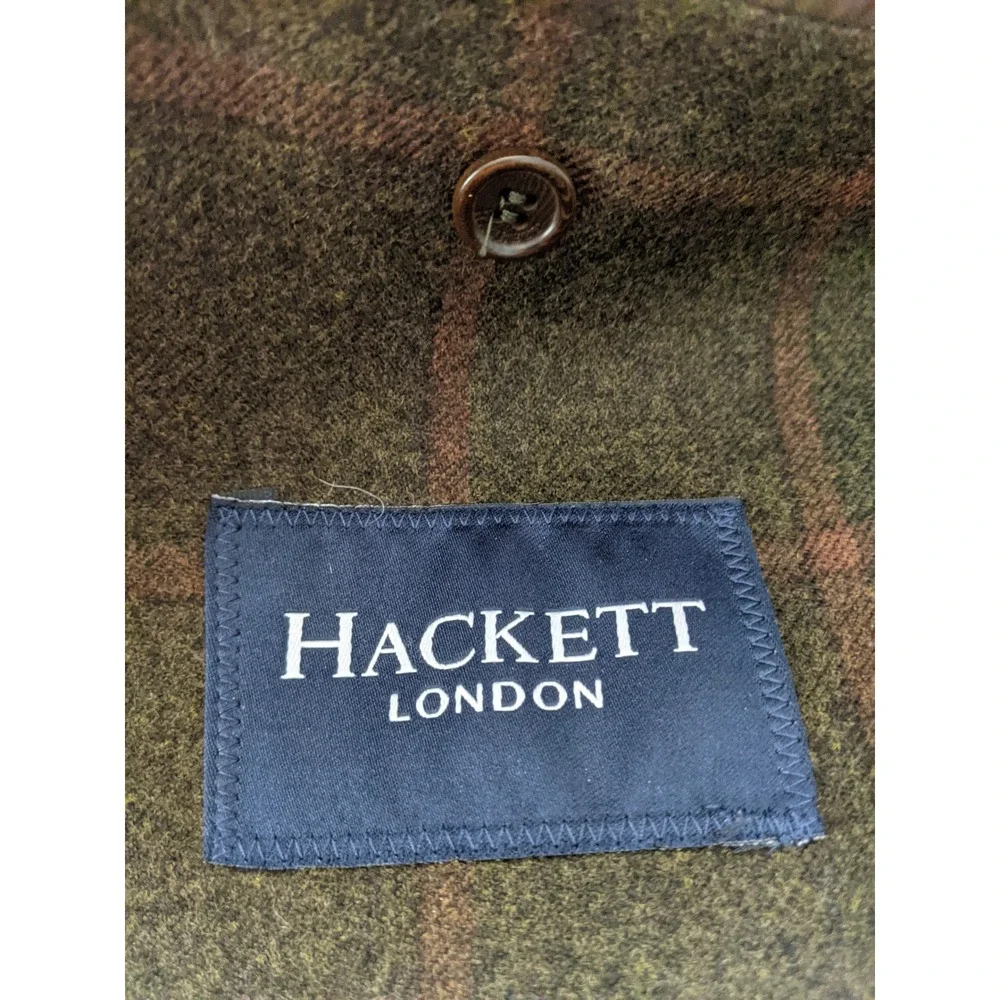 Hackett London Sport Coat Blazer 44R Wool Cashmere Silk Elbow Windowpane Patches